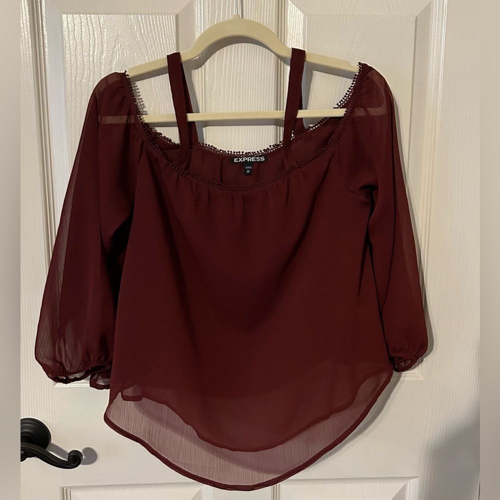 Cold Shoulder Sheer Blouse